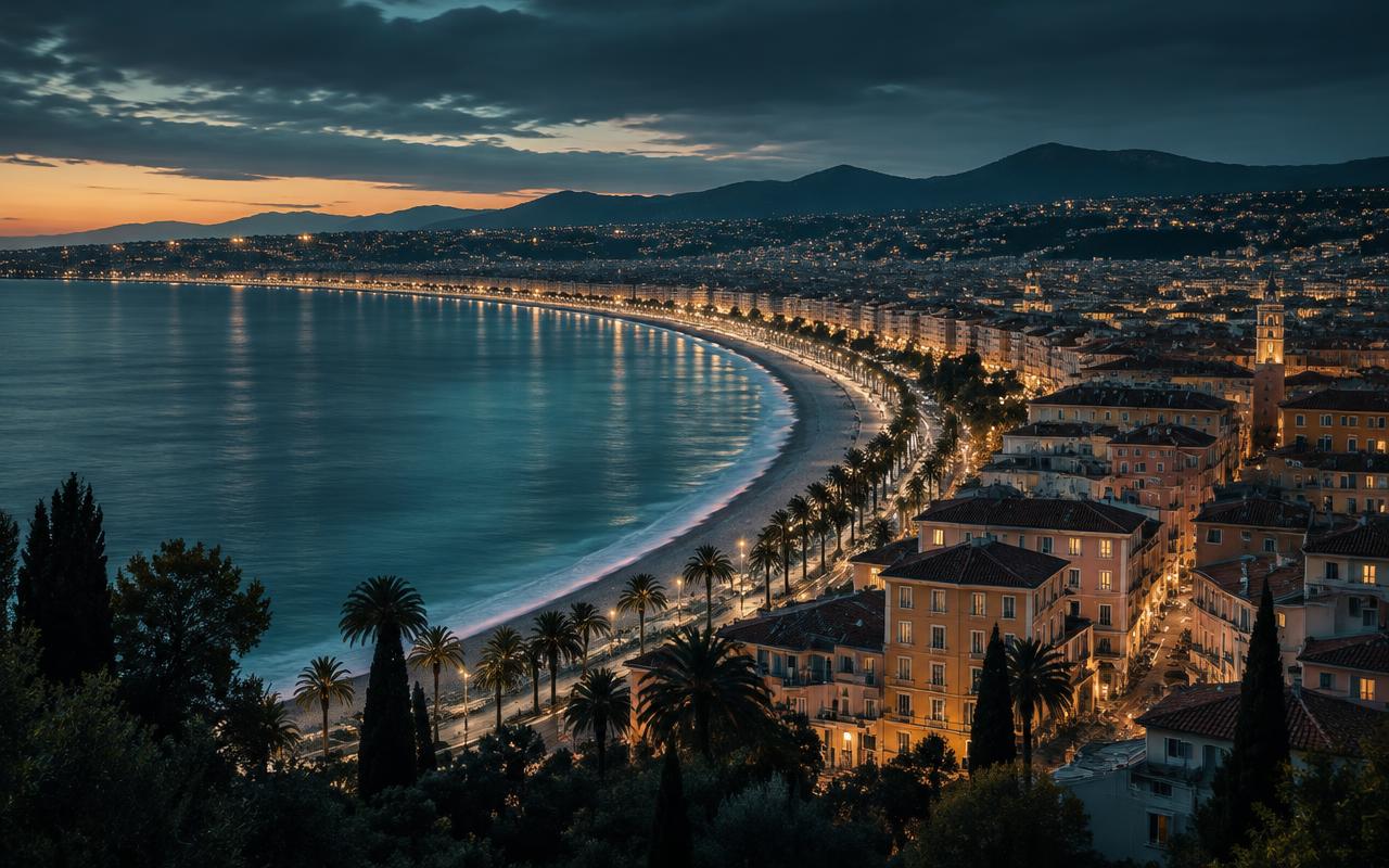 Vue de Nice au crépuscule