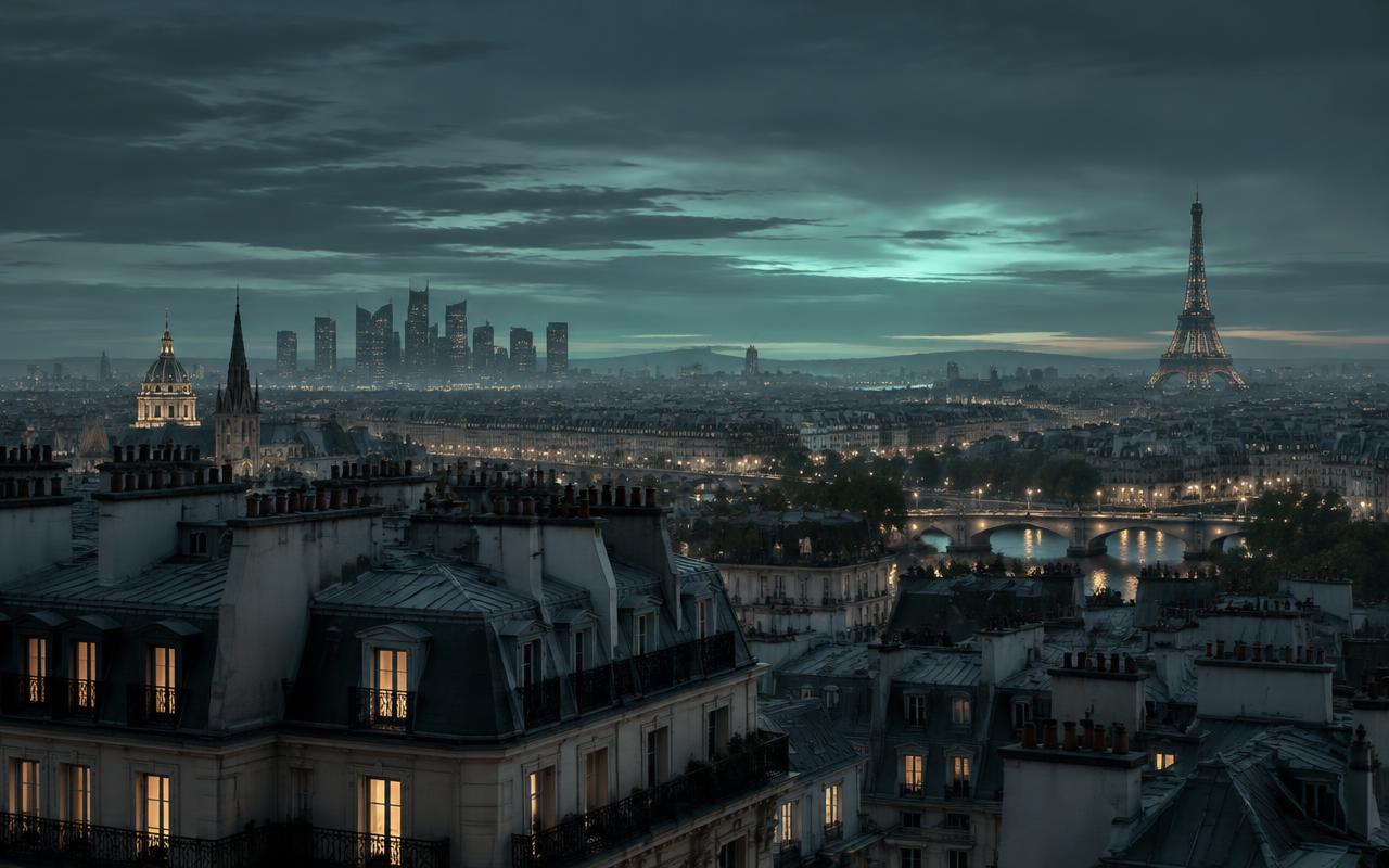 Vue de Paris au crépuscule